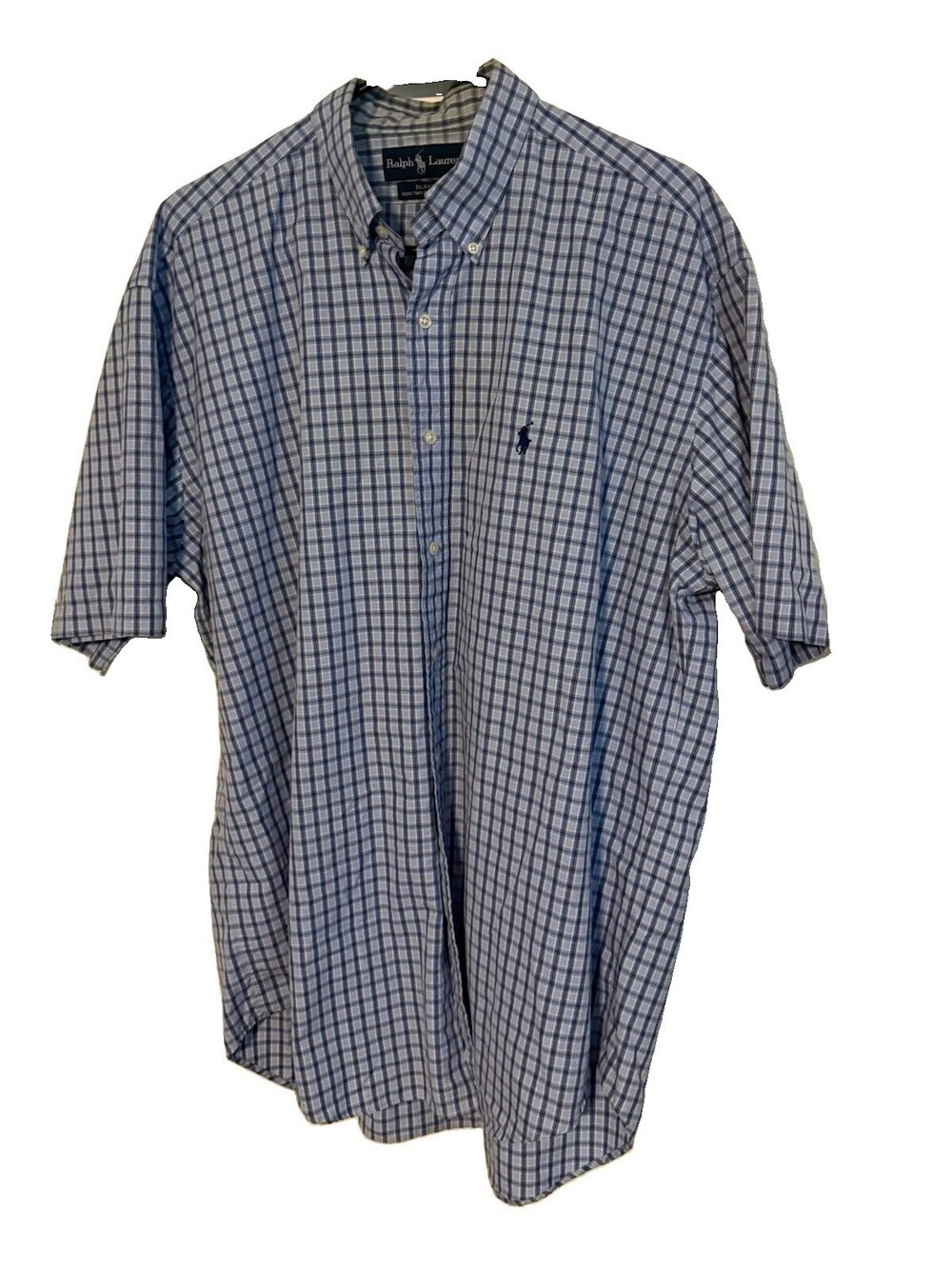 Ralph Lauren Men’s L Regular Blake Blue/White Check Short Sleeve Button-Up